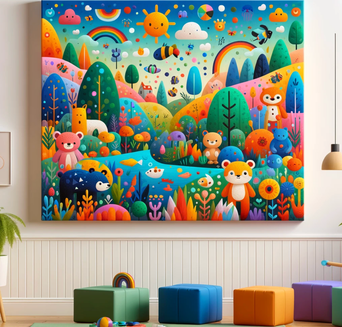 Educational and Playful Canvas Artwork for Kids' Spaces