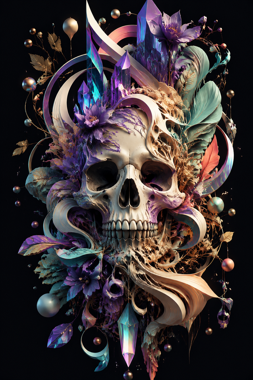 3D Trippy Skull Art By Ali Gulec Wall Art