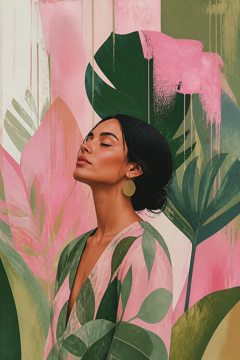 Green & Pink Canvas Wall Art