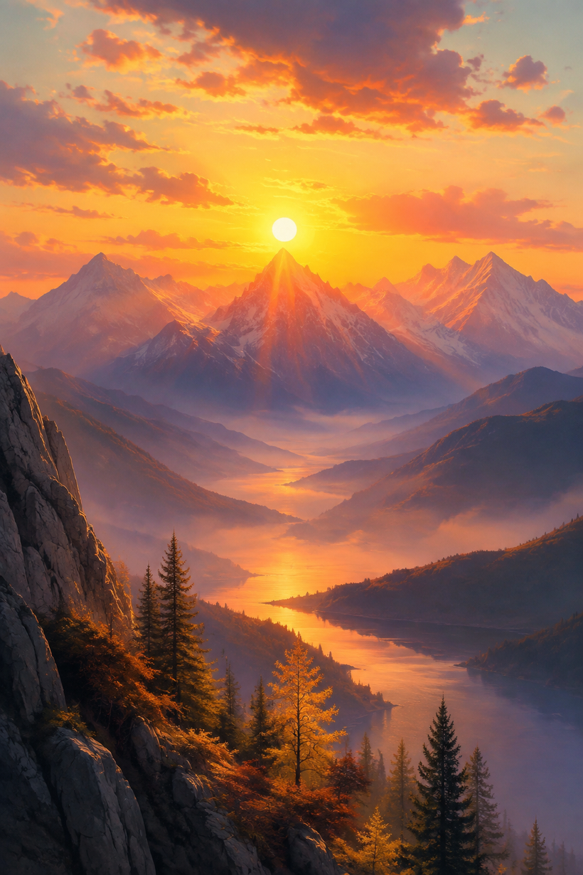 Mountain Sunrise & Sunset Wall Art