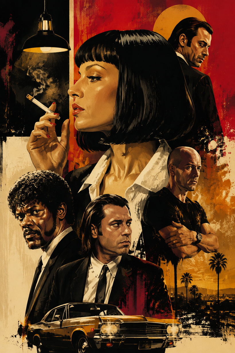 Pulp Fiction Characters Wall Art