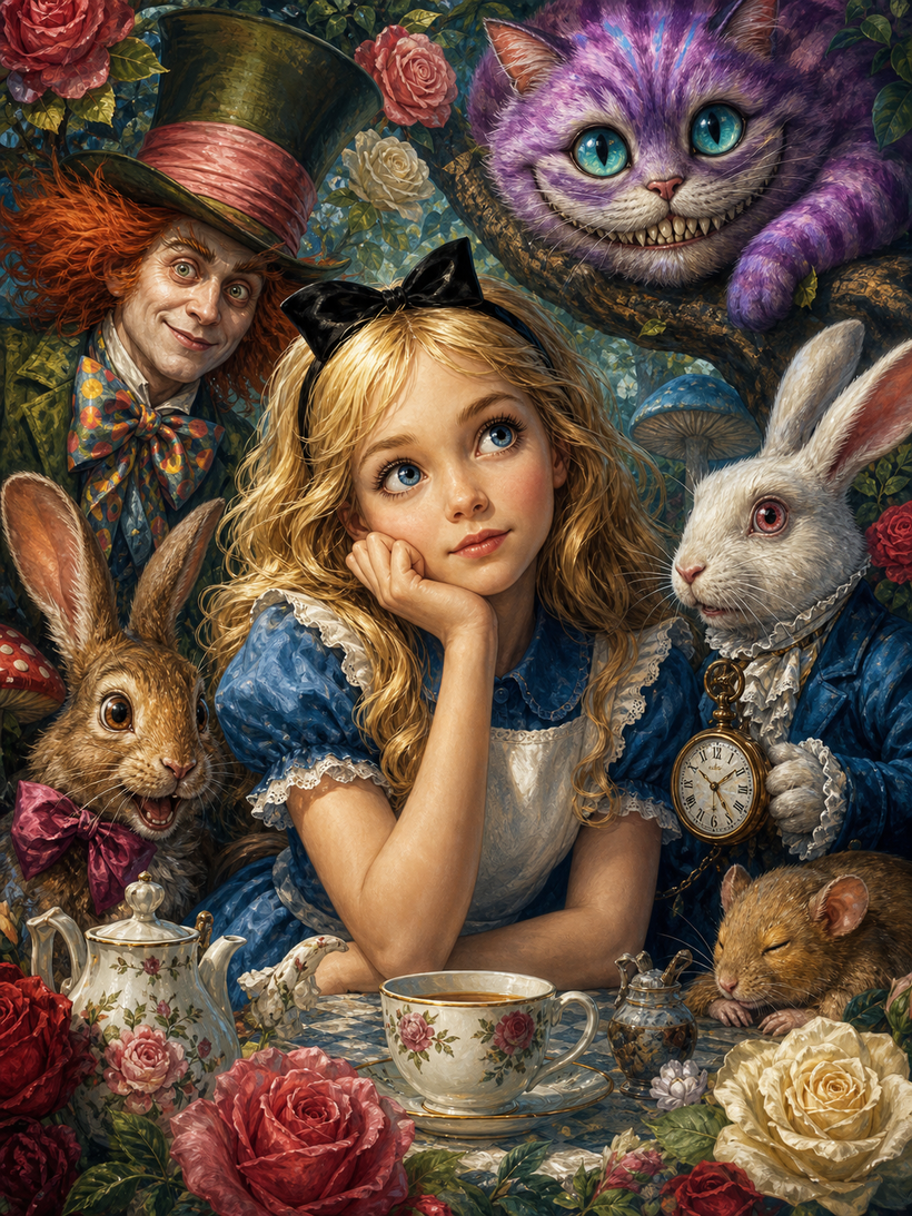Alice in Wonderland Characters Wall Art