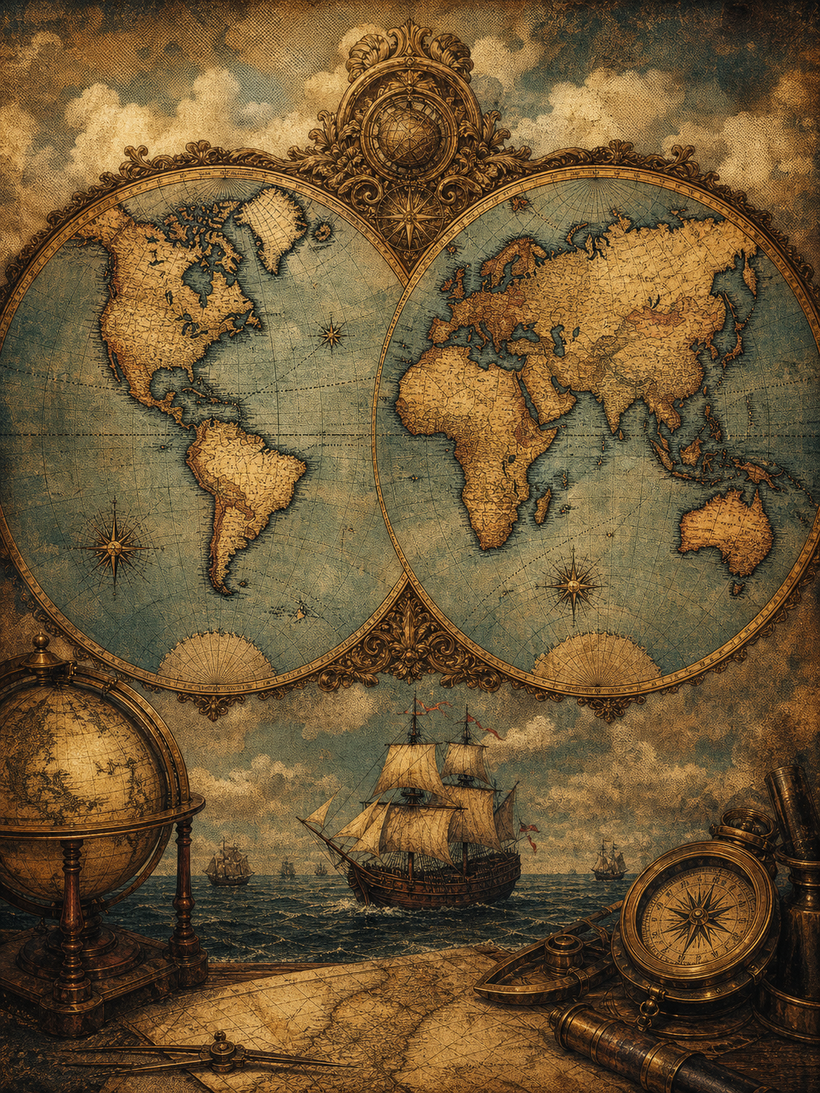 Antique World Maps Wall Art