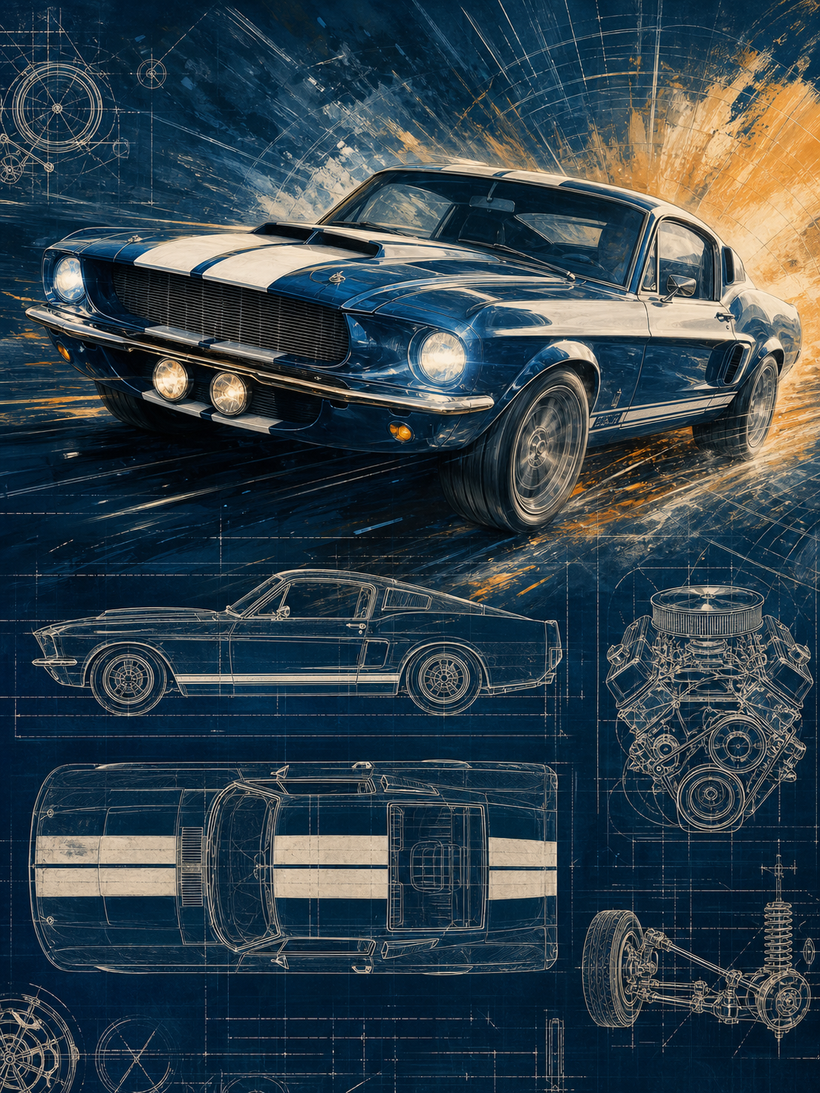 Automobile & Cars Blueprint Wall Art