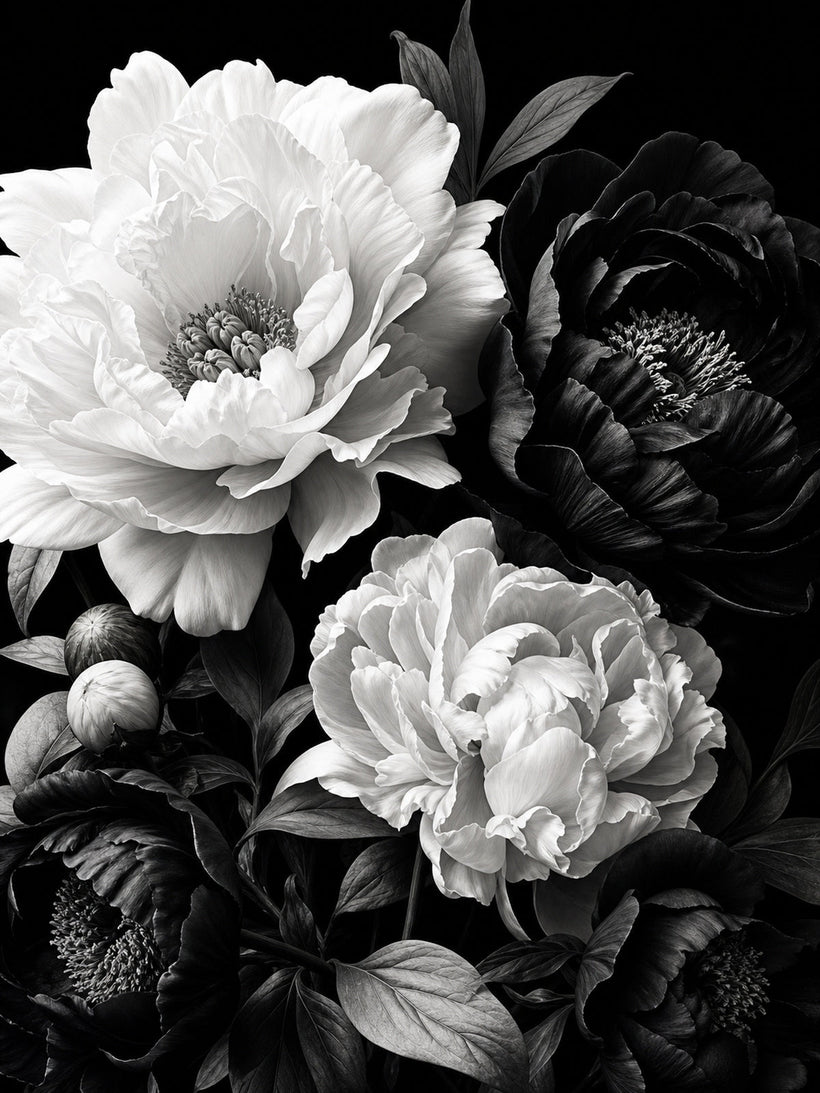 Black and White Florals Wall Art