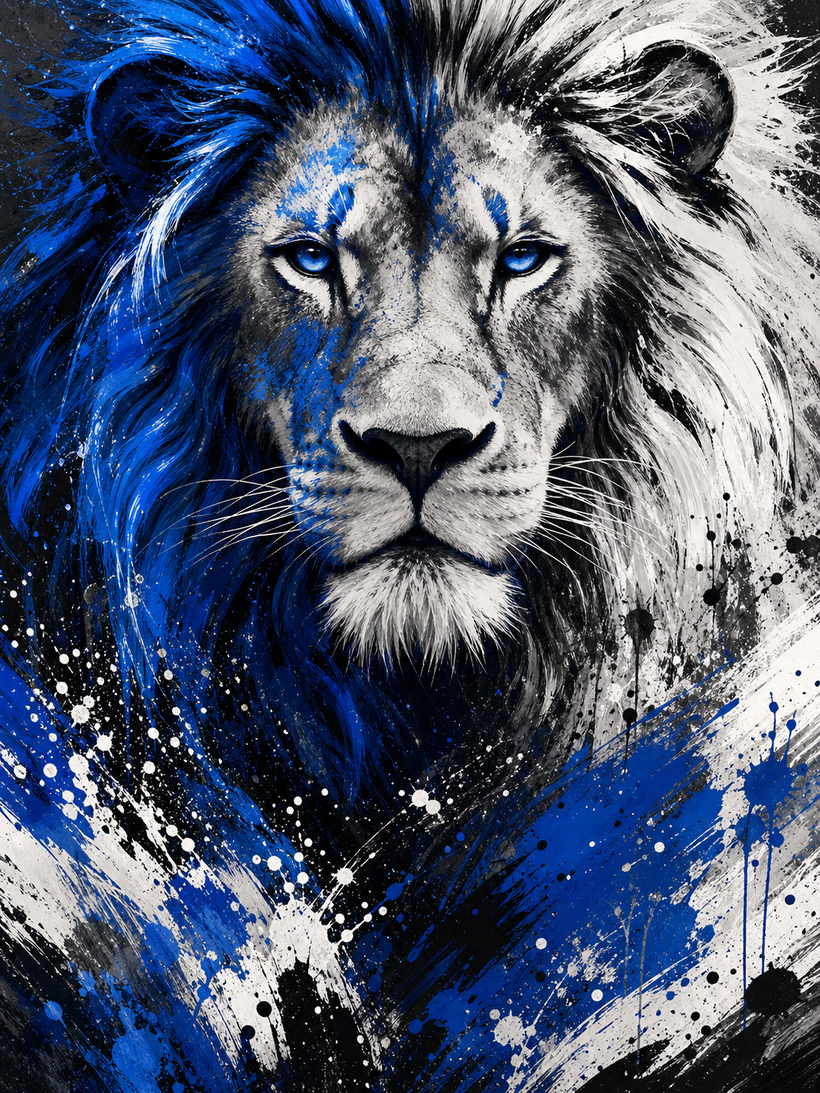 Black, White & Blue Canvas Wall Art