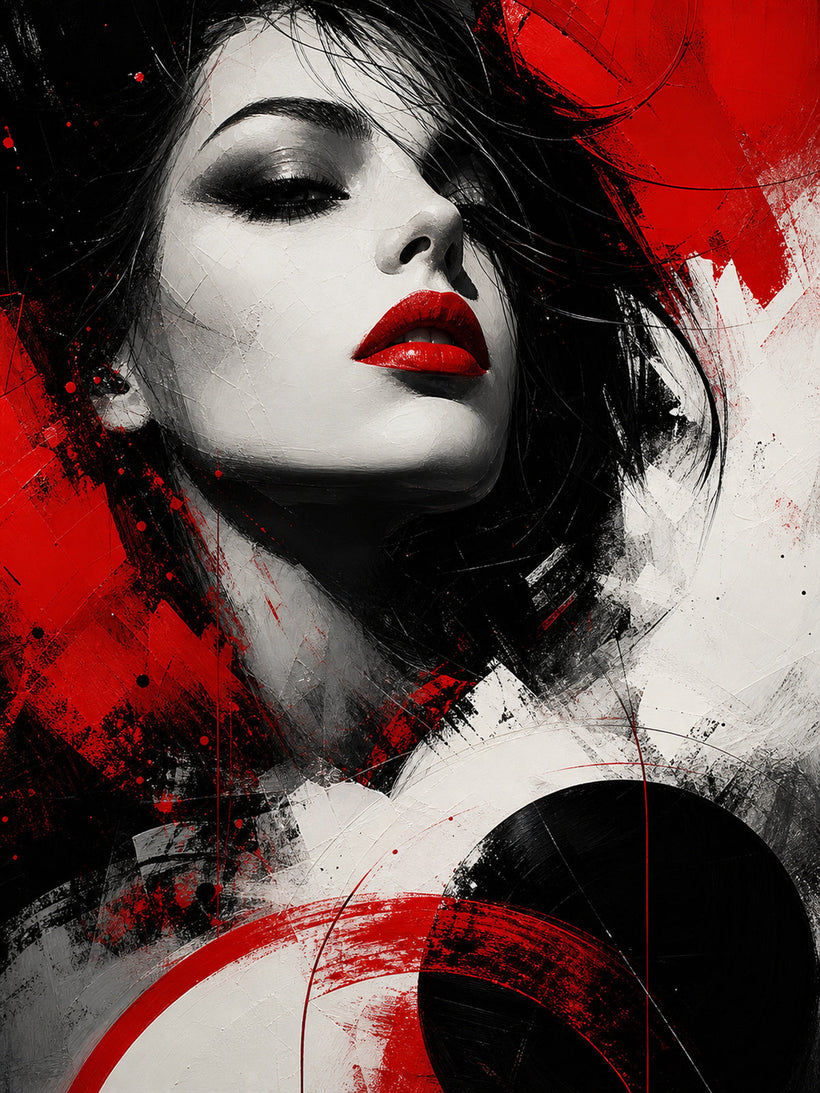 Black, White & Red Canvas Wall Art