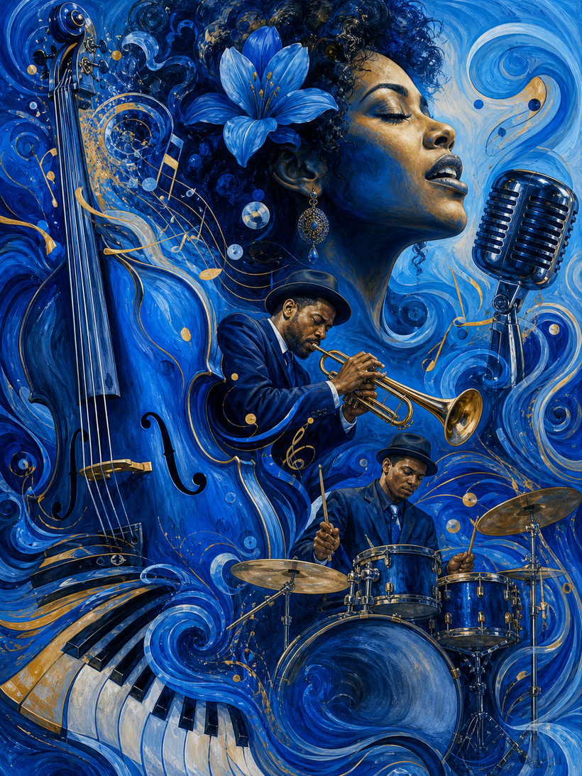 Blue Music Wall Art