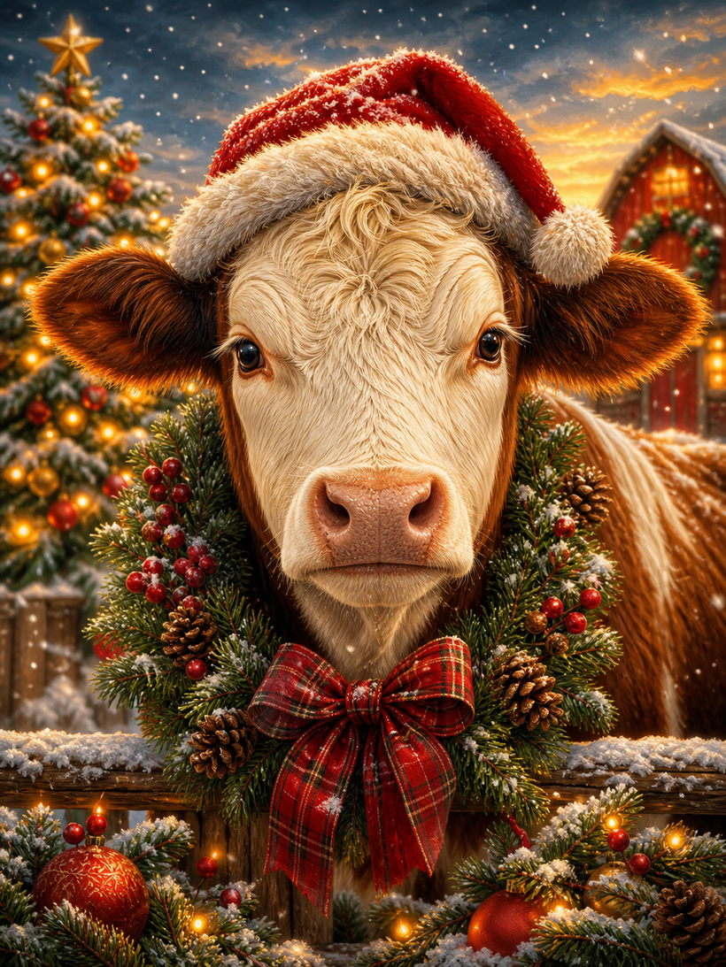 Christmas Cow Wall Art