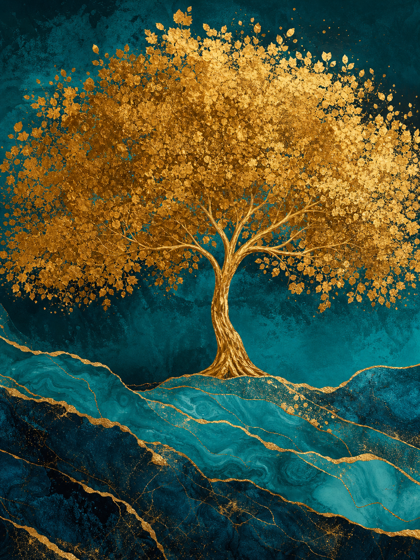 Gold & Teal Canvas Wall Art