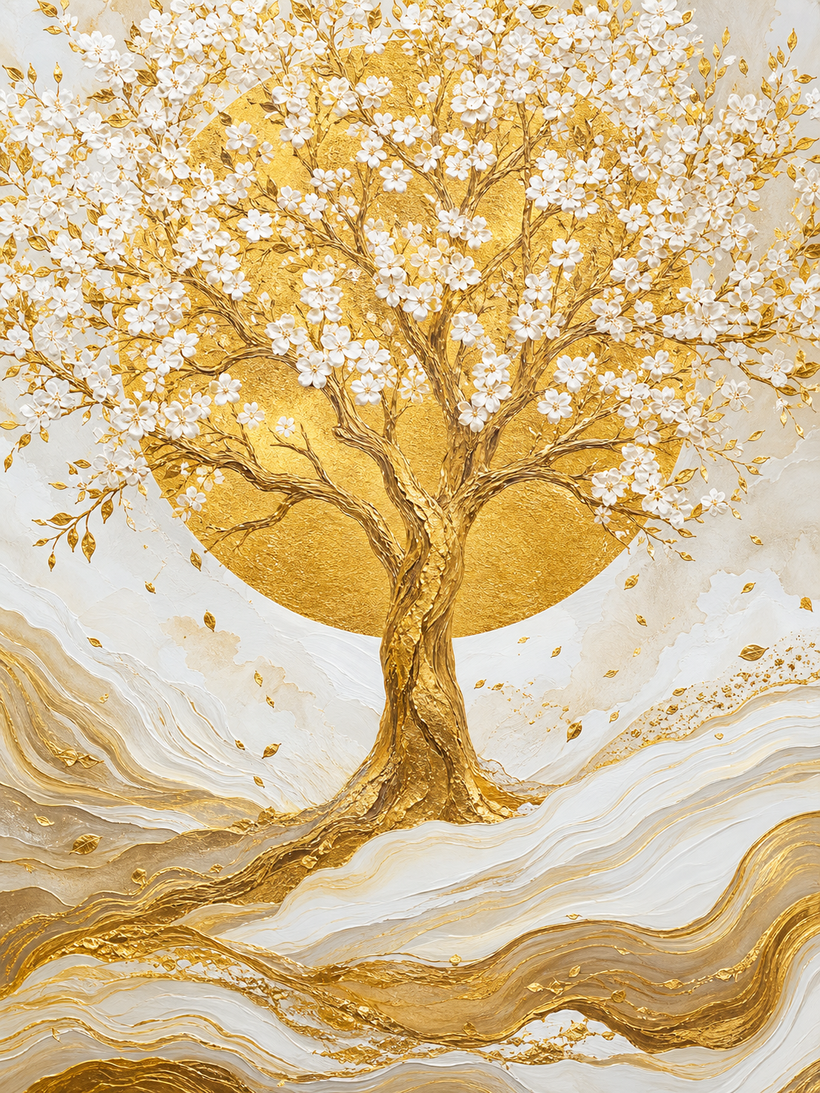 Gold & White Canvas Wall Art