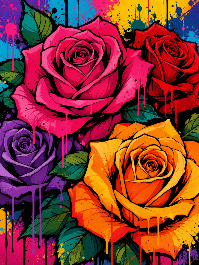 Graffiti Roses Wall Art