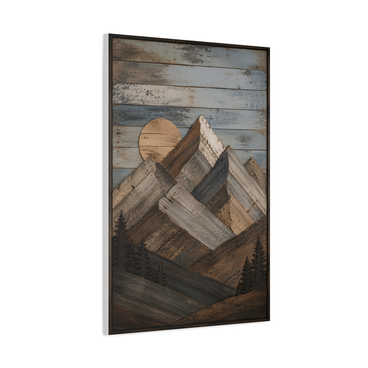 Reclaimed Wood Mountain Landscape Wall Art & Canvas Print