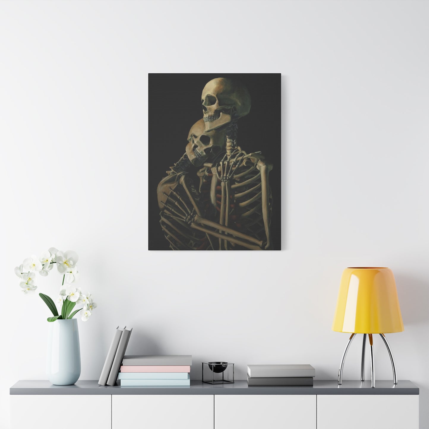 Skeleton Couple Hugging Wall Art & Canvas Prints
