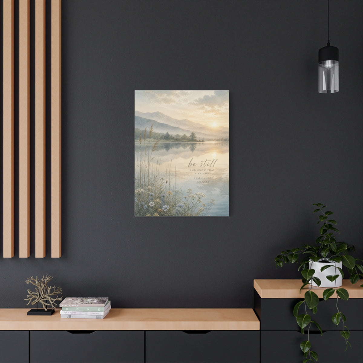 “Be Still” Sacred Lake Landscape Wall Art & Canvas Print