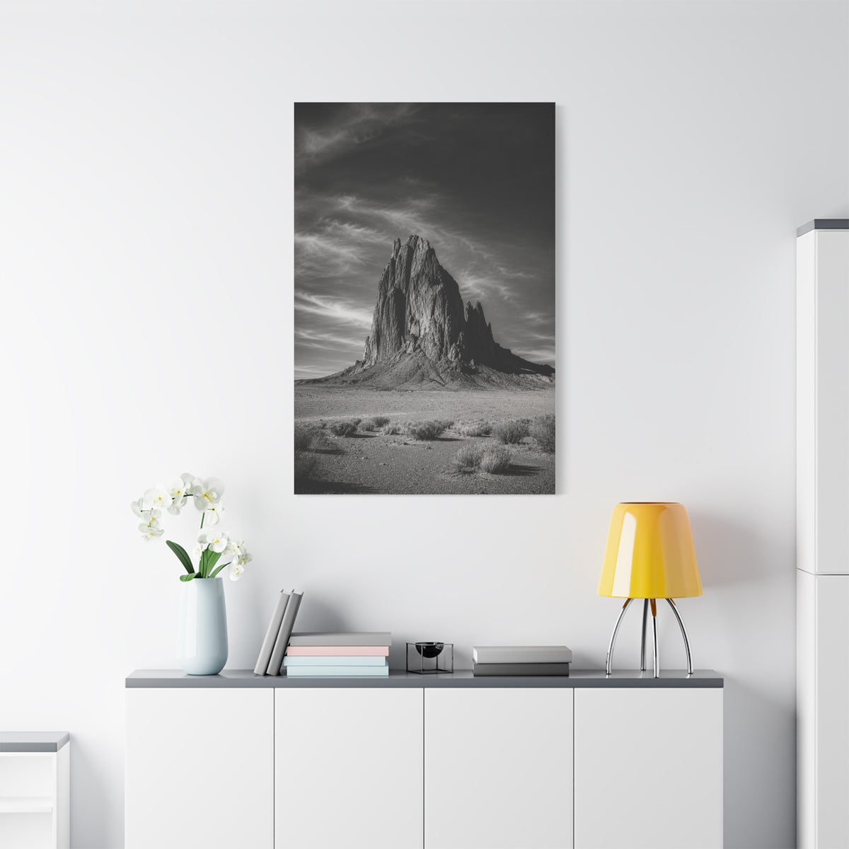 Desert Monolith Black and White Southwest Wall Art & Canvas Print