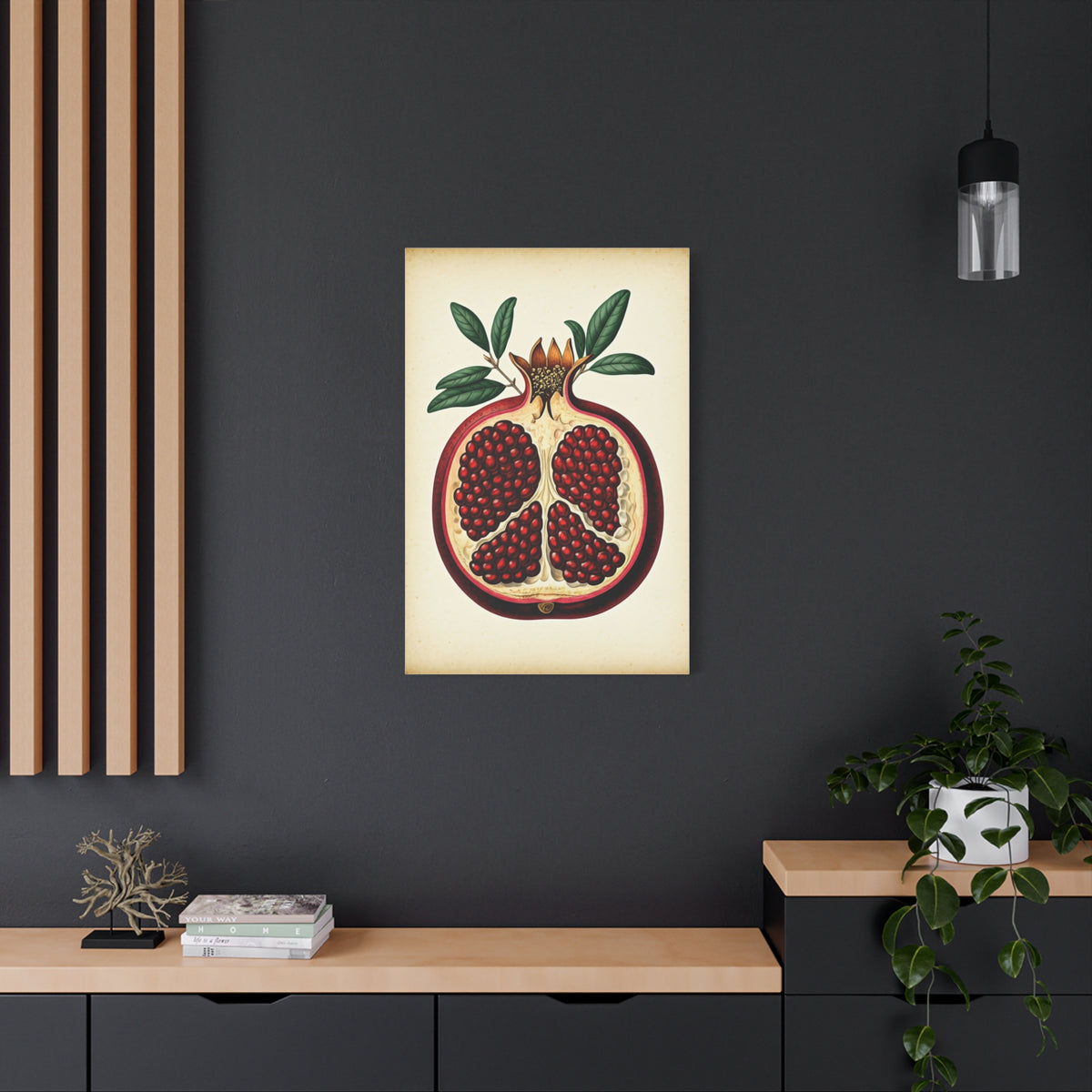 Pomegranate Cross Section Illustration Wall Art & Canvas Prints