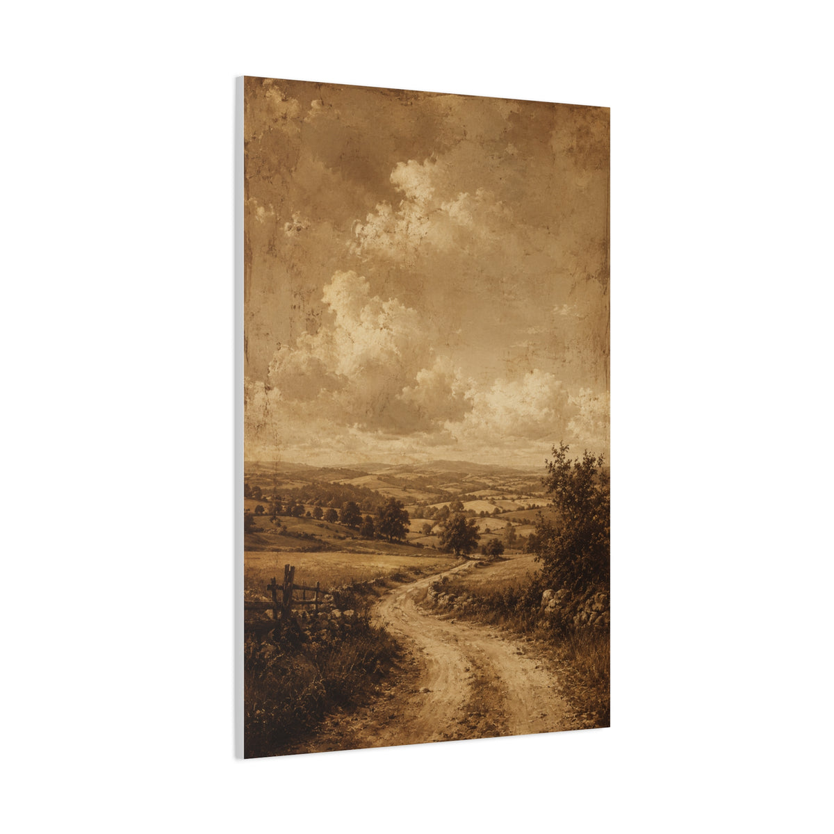 Sepia Countryside Path Panorama Wall Art & Canvas Print