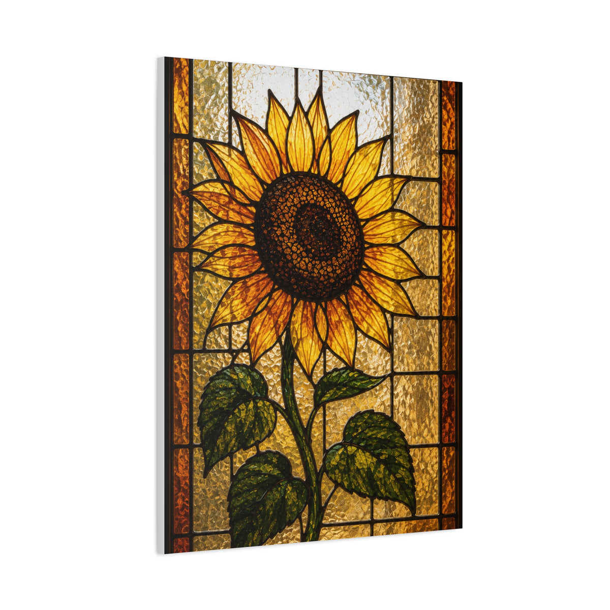 Classic Stained Glass Sunflower Panel Wall Art & Canvas Print