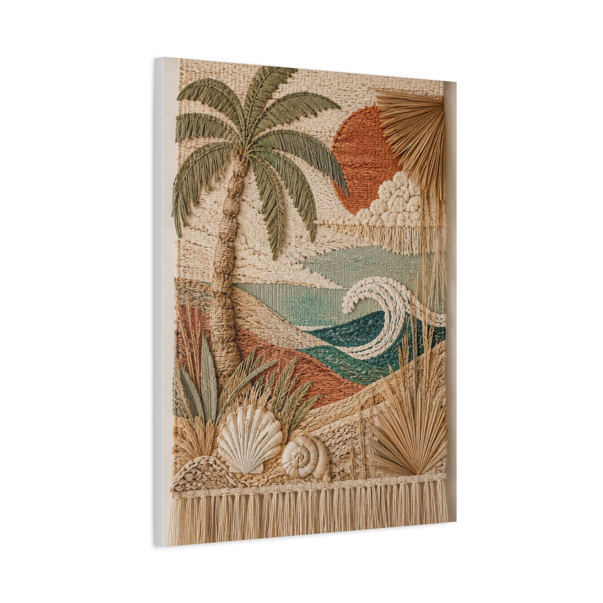 Bohemian Coastal Woven Tapestry Tropical Wall Art & Canvas Print