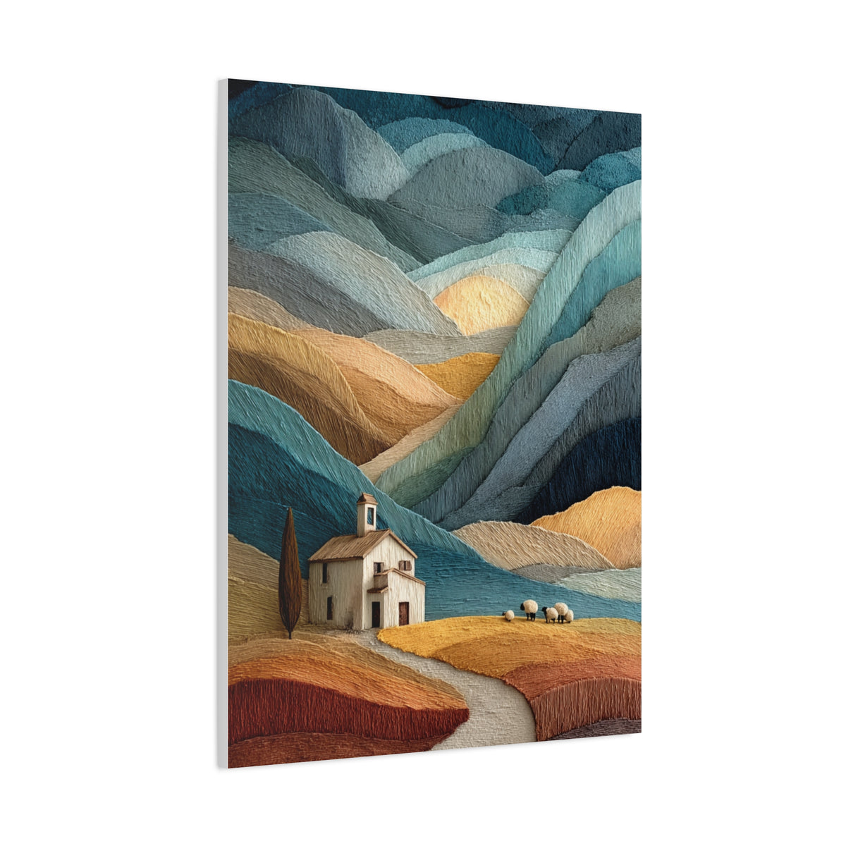 Abstract Farmhouse Landscape Composition Wall Art & Canvas Print