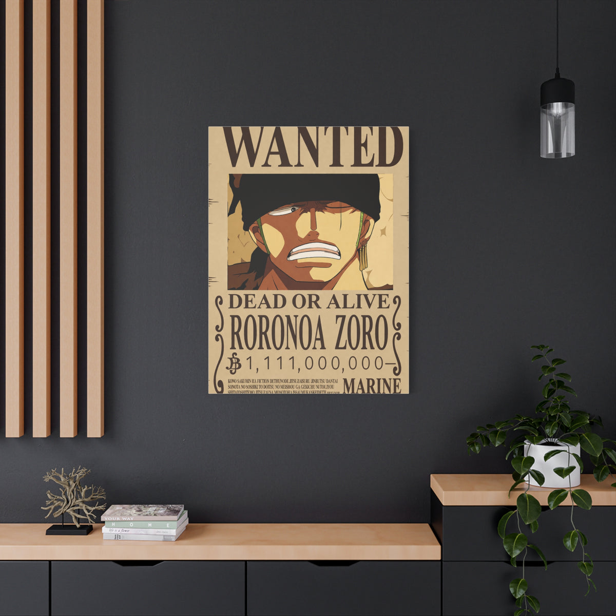 One Piece Roronoa Zoro Wanted Poster Wall Art & Canvas Print