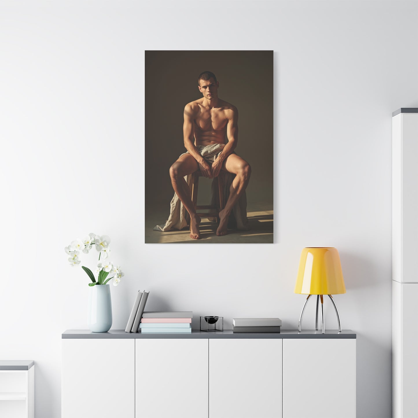 Masculine Seated Figure Study Wall Art & Canvas Print