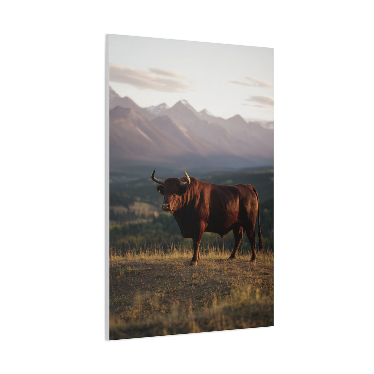 Mountain Ridge Bull Landscape Wall Art & Canvas Print