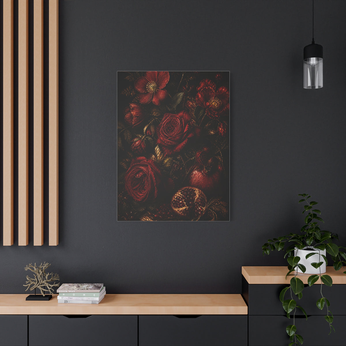 Dark Red Botanical Still Life Wall Art & Canvas Print