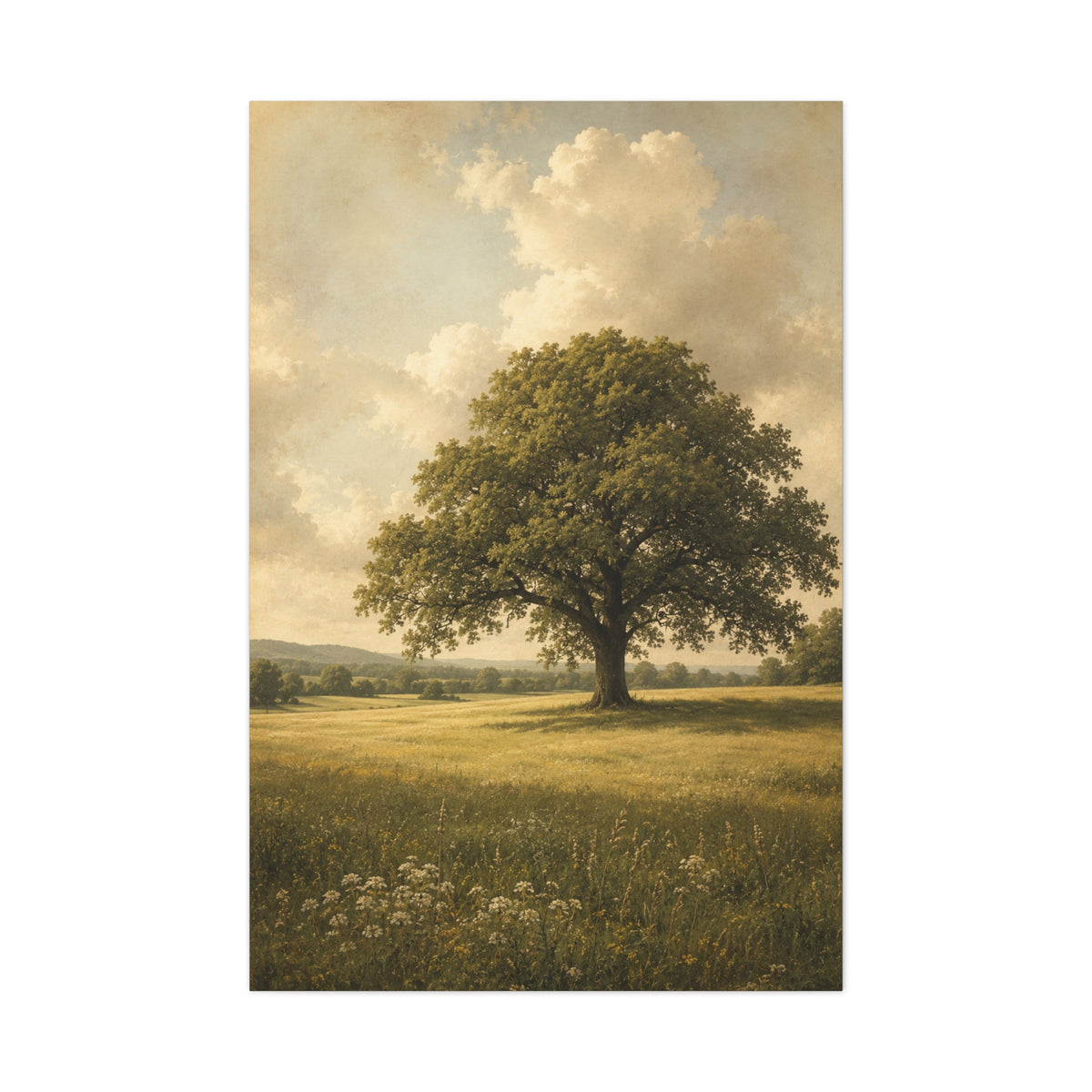 Golden Meadow Lone Tree Landscape Trees Wall Art & Canvas Print