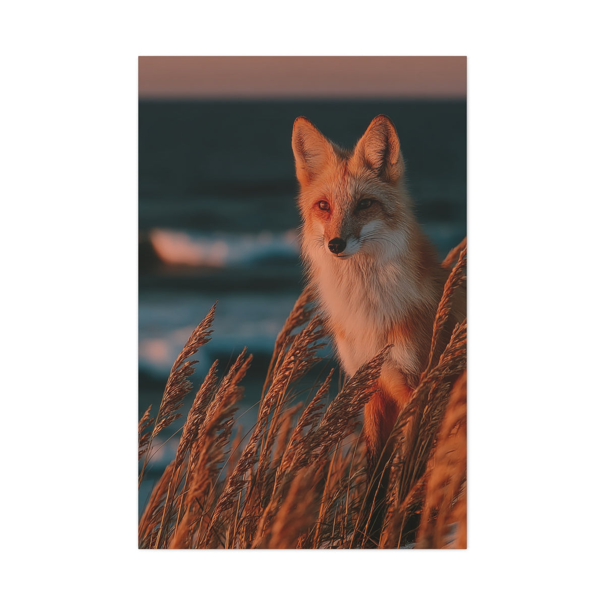 Coastal Dune Fox Golden Hour Wall Art & Canvas Print