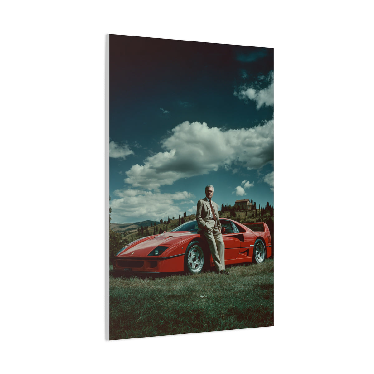 Enzo Ferrari Standing Beside the Ferrari F40 (1987) Wall Art & Canvas Print