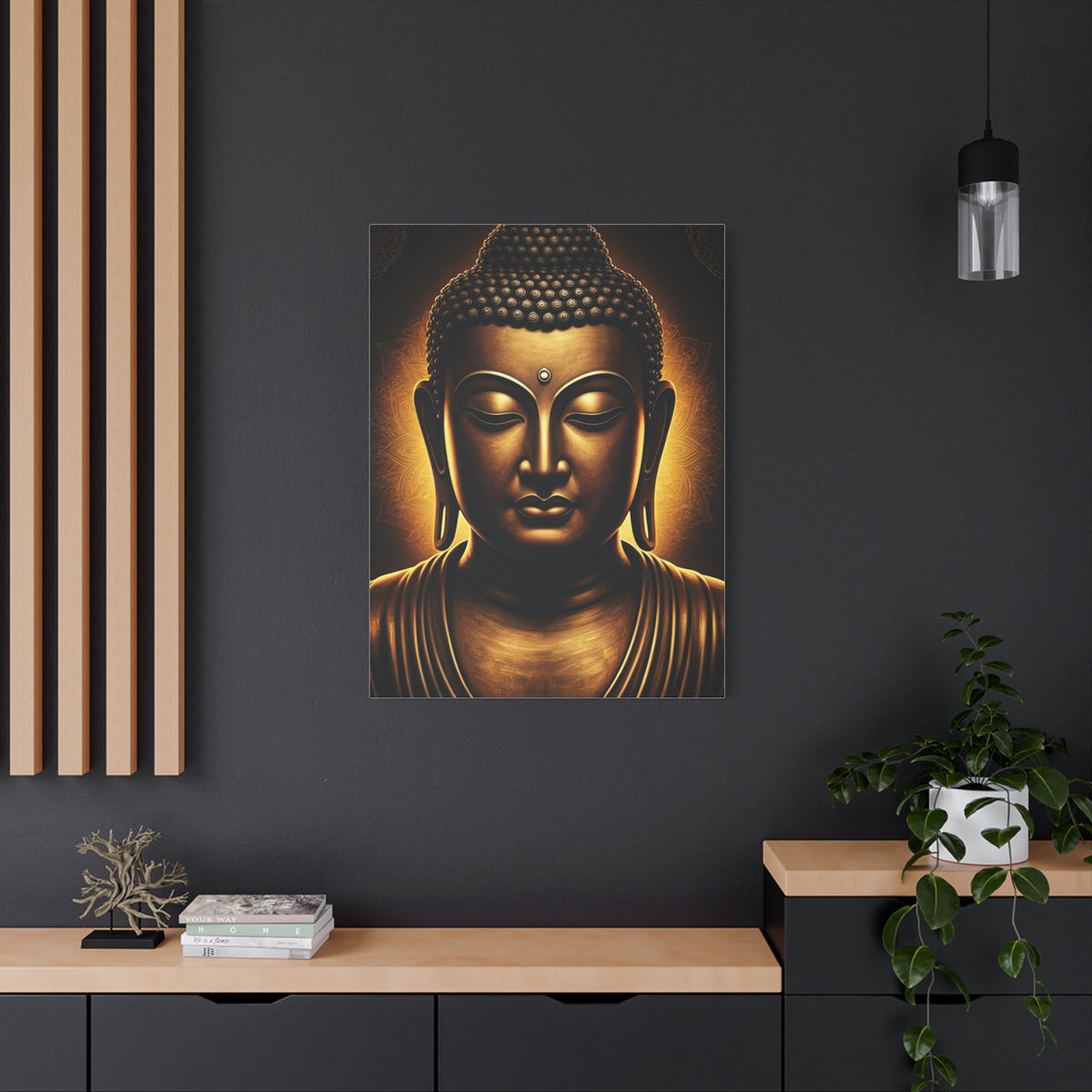 Golden Calm Buddha Portrait Wall Art & Canvas Prints