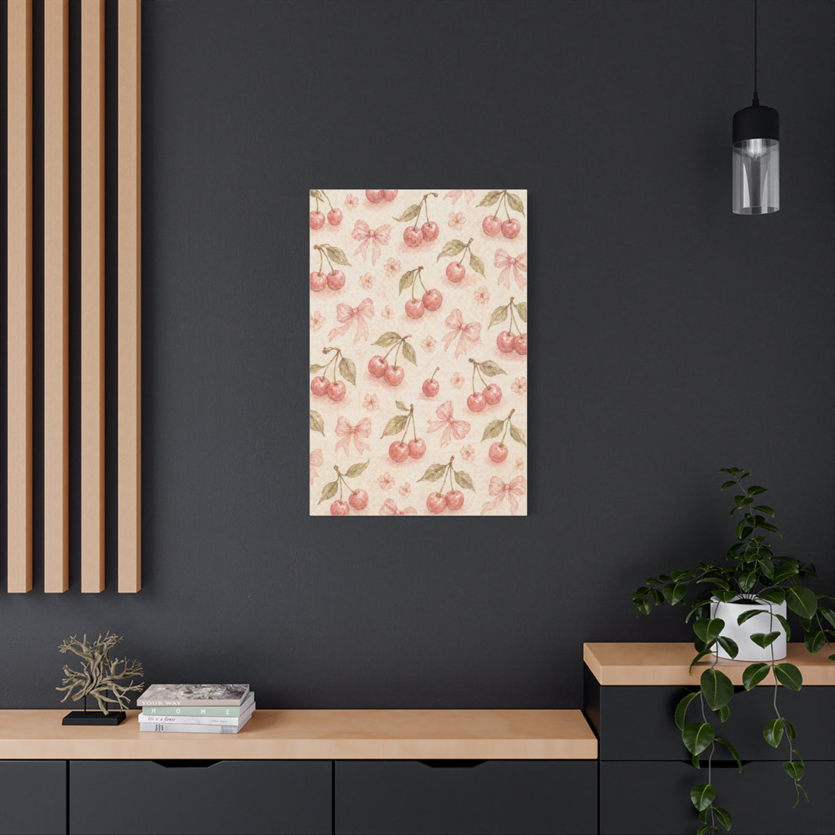 Pink Cherry Pattern Composition Wall Art & Canvas Print