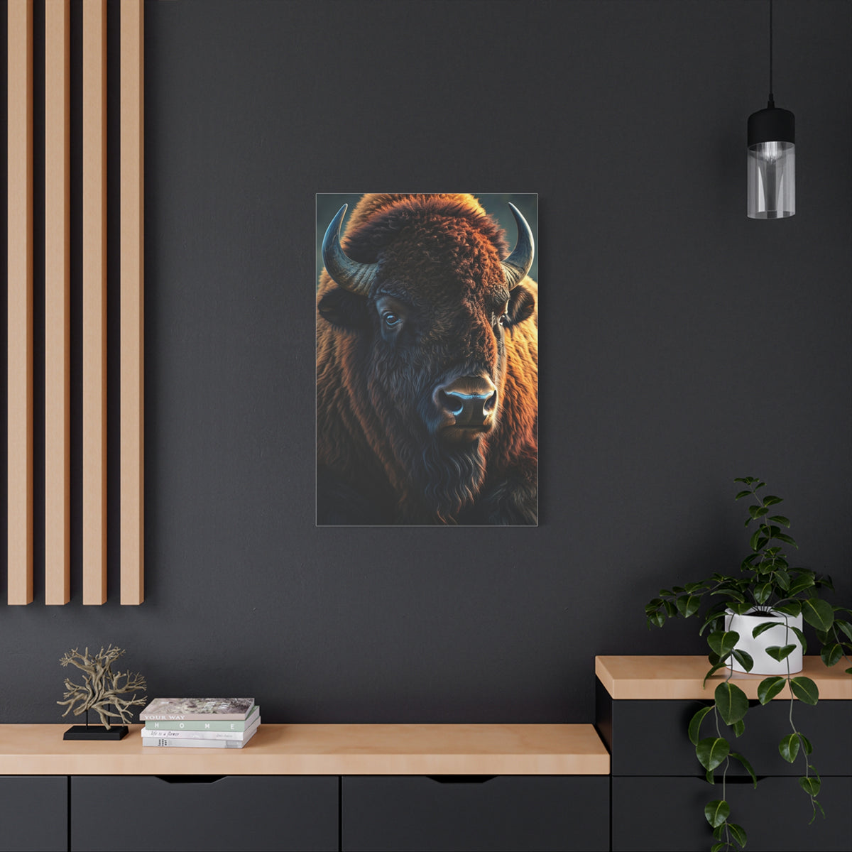 Cinematic Three-Quarter Angle American Bison Portrait Wall Art & Canvas Print