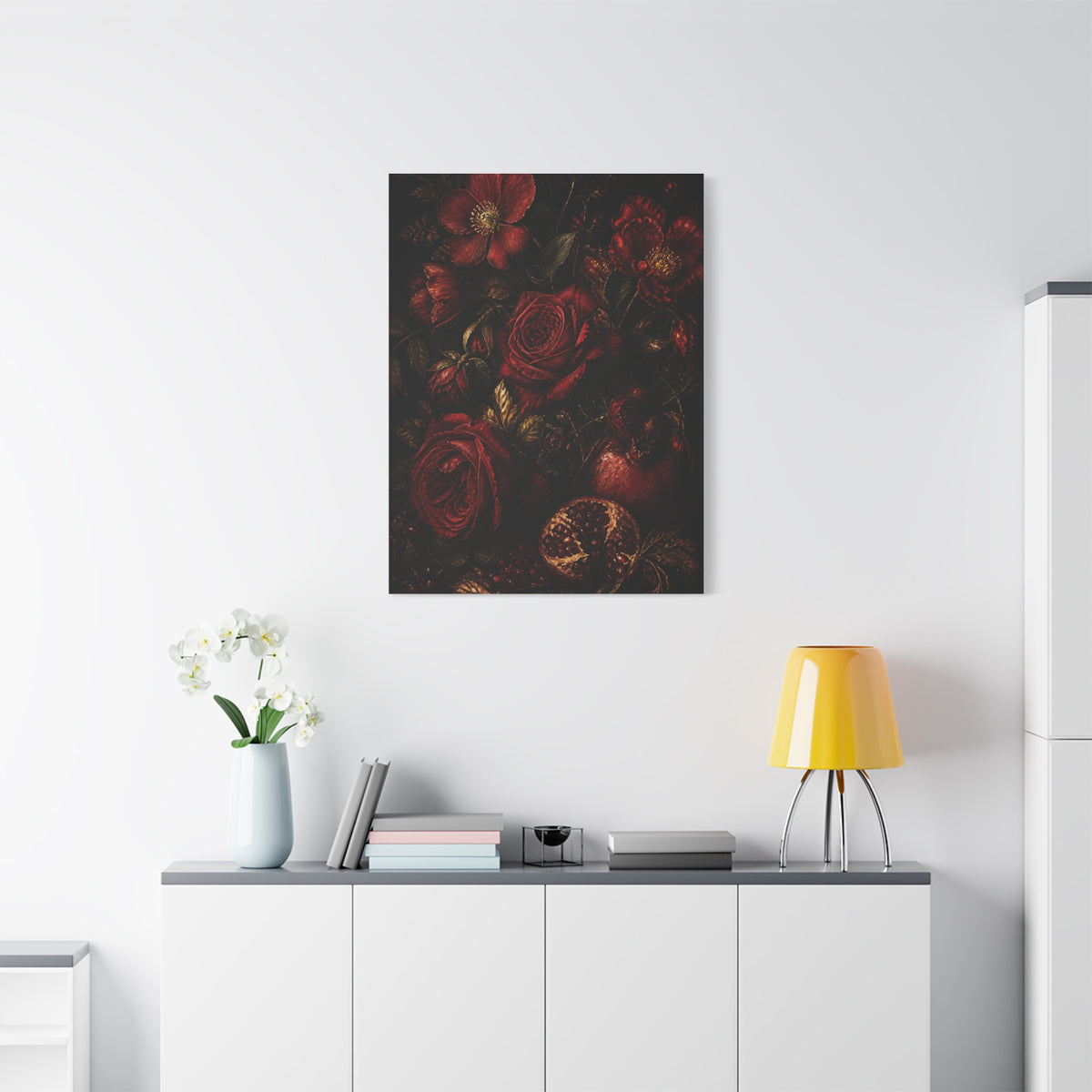 Dark Red Botanical Still Life Wall Art & Canvas Print