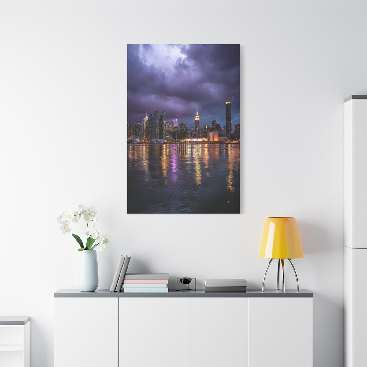 New York Skyline Rainstorm Reflections Wall Art & Canvas Print