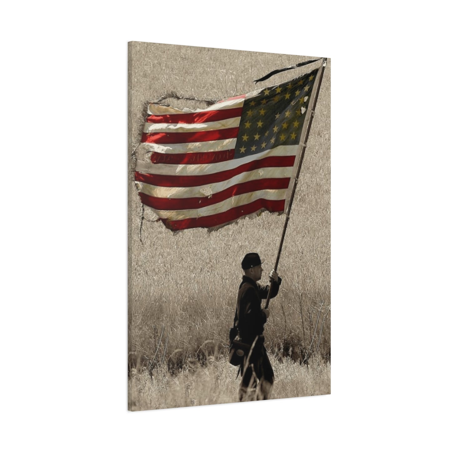 Man Carrying Flag Range Wall Art & Canvas Prints