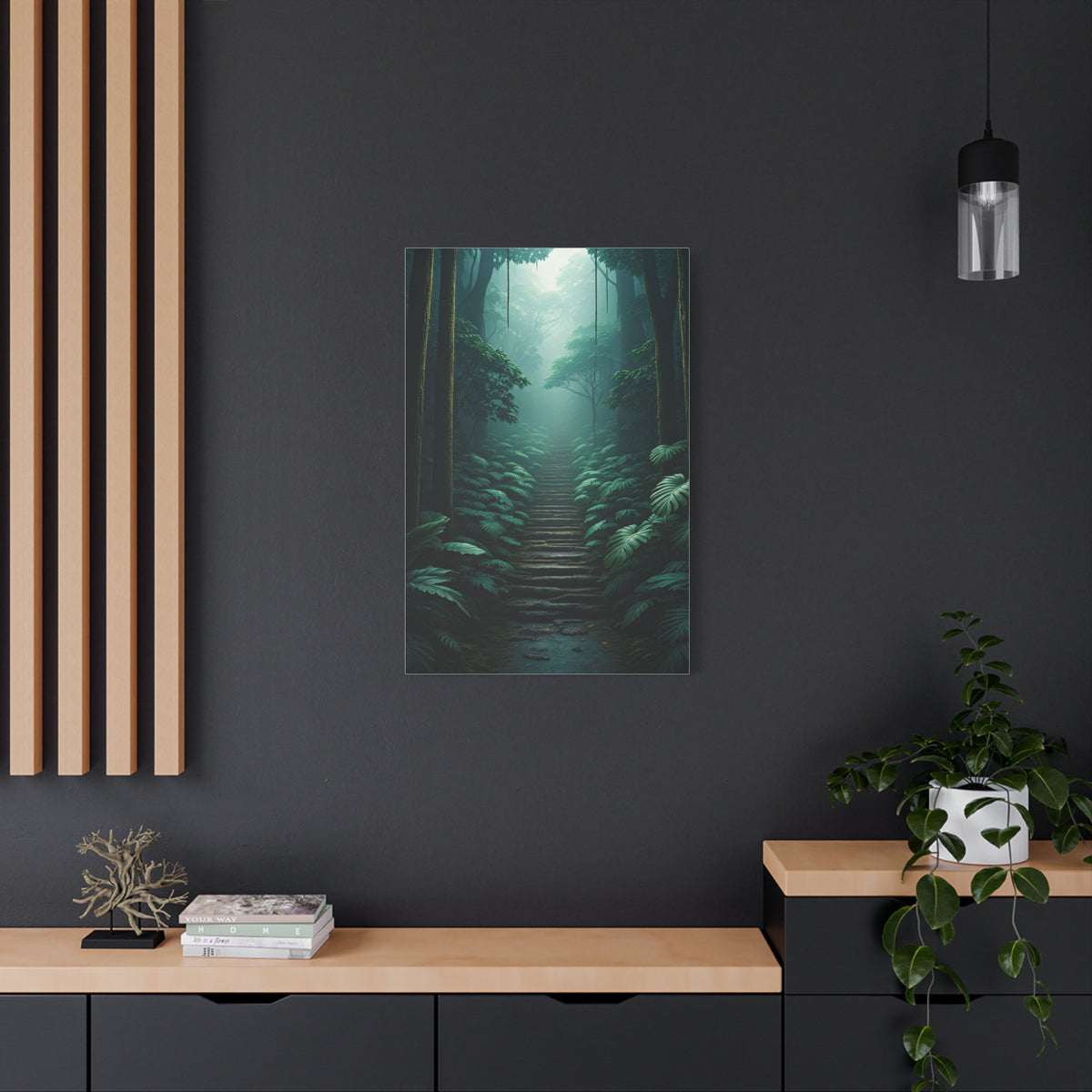 Misty Forest Stairway Path Wall Art & Canvas Prints