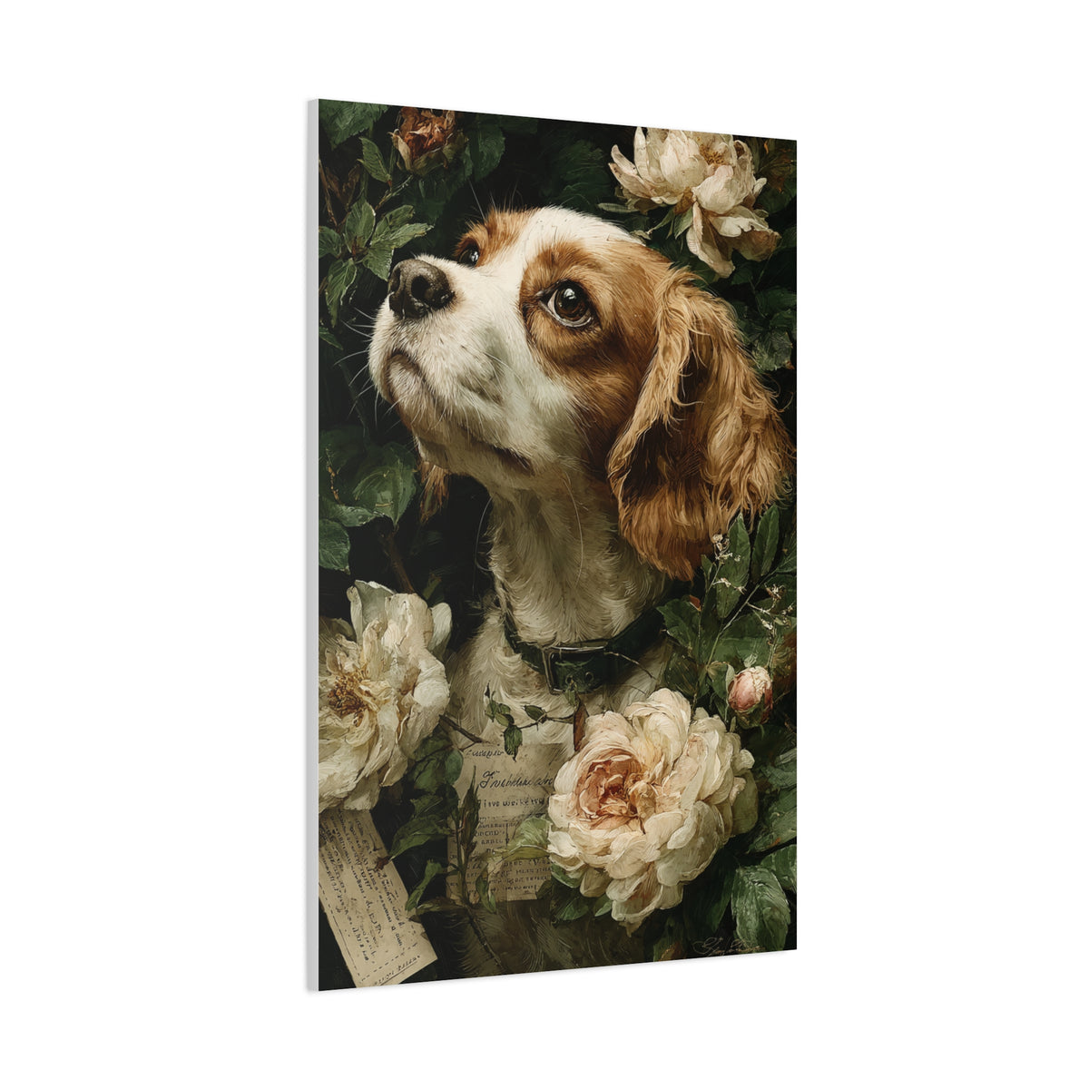 Cavalier King Charles Spaniel Rose Garden Portrait Wall Art & Canvas Print