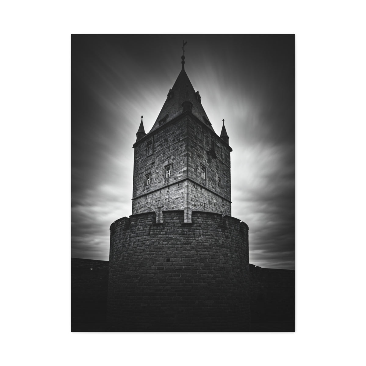 Gothic Fortress Tower Under Dramatic Skies Wall Art & Canvas Prints