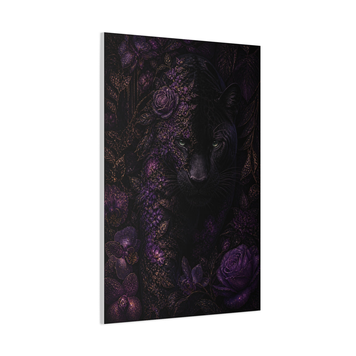Black Panther Floral Jungle Portrait Wall Art & Canvas Print