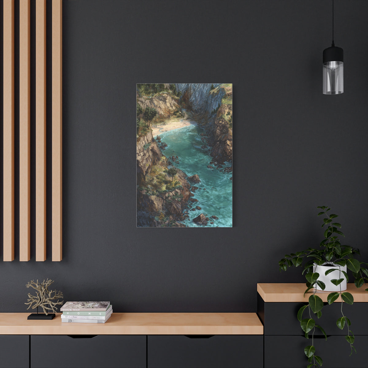 Hidden Coastal Cove Between Towering Sea Cliffs Wall Art & Canvas Print