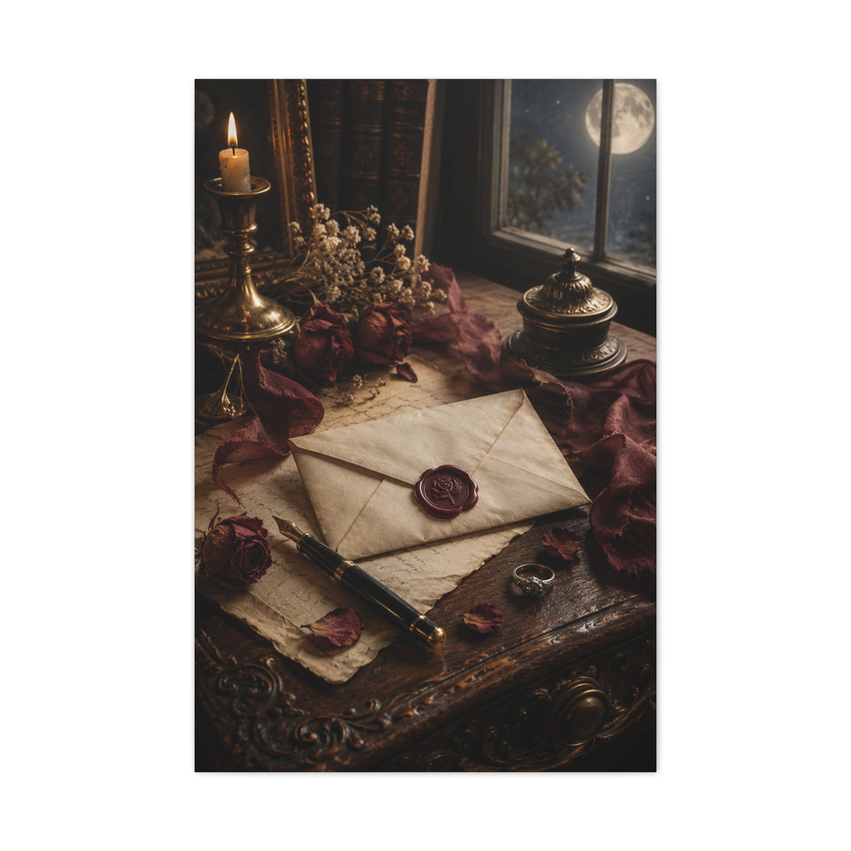 Vintage Love Letter Candlelight Desk Wall Art & Canvas Print