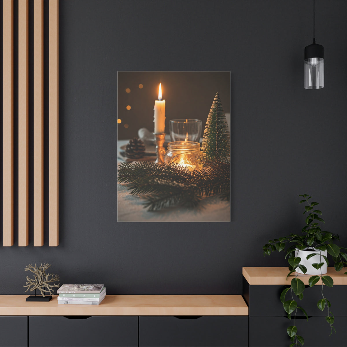 Warm Candlelight Christmas Table Wall Art & Canvas Print