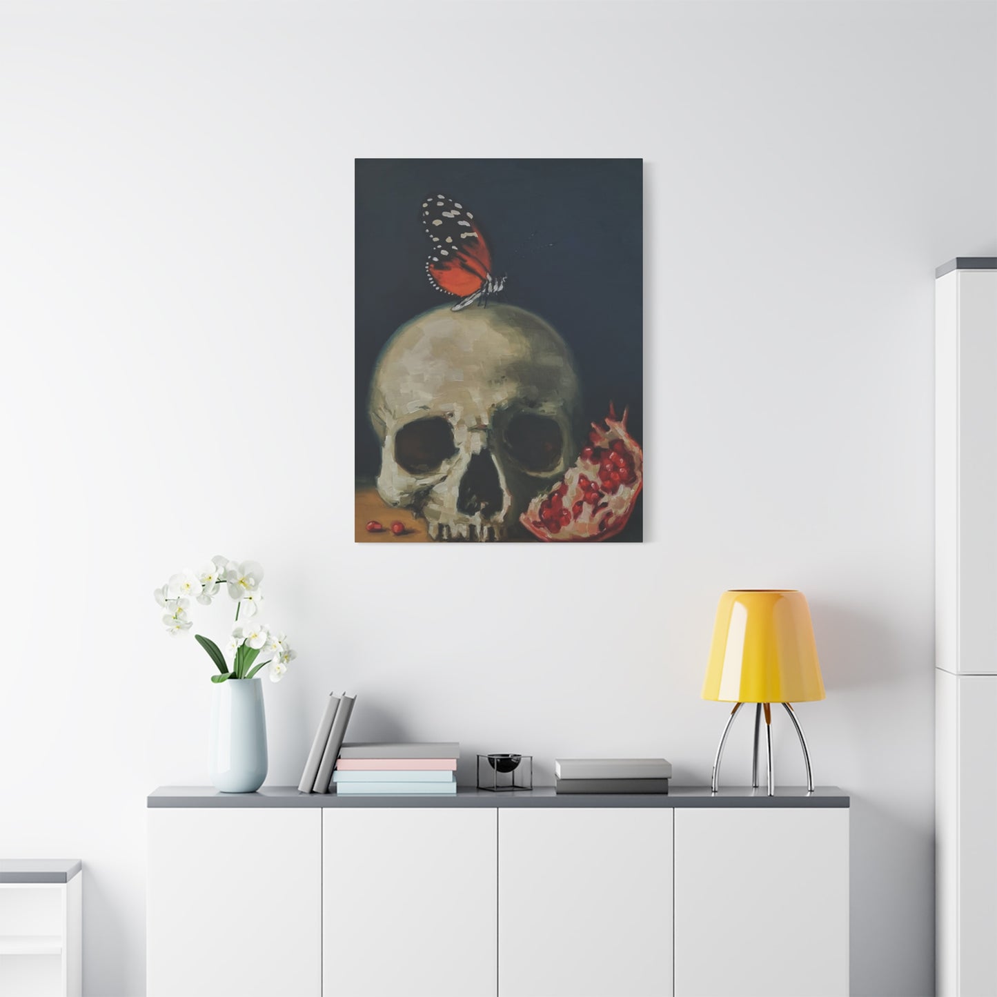 Butterfly On Skull Wall Art & Canvas Prints