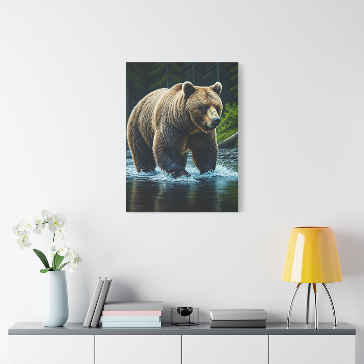 River Crossing Grizzly Bear Wall Art & Canvas Prints