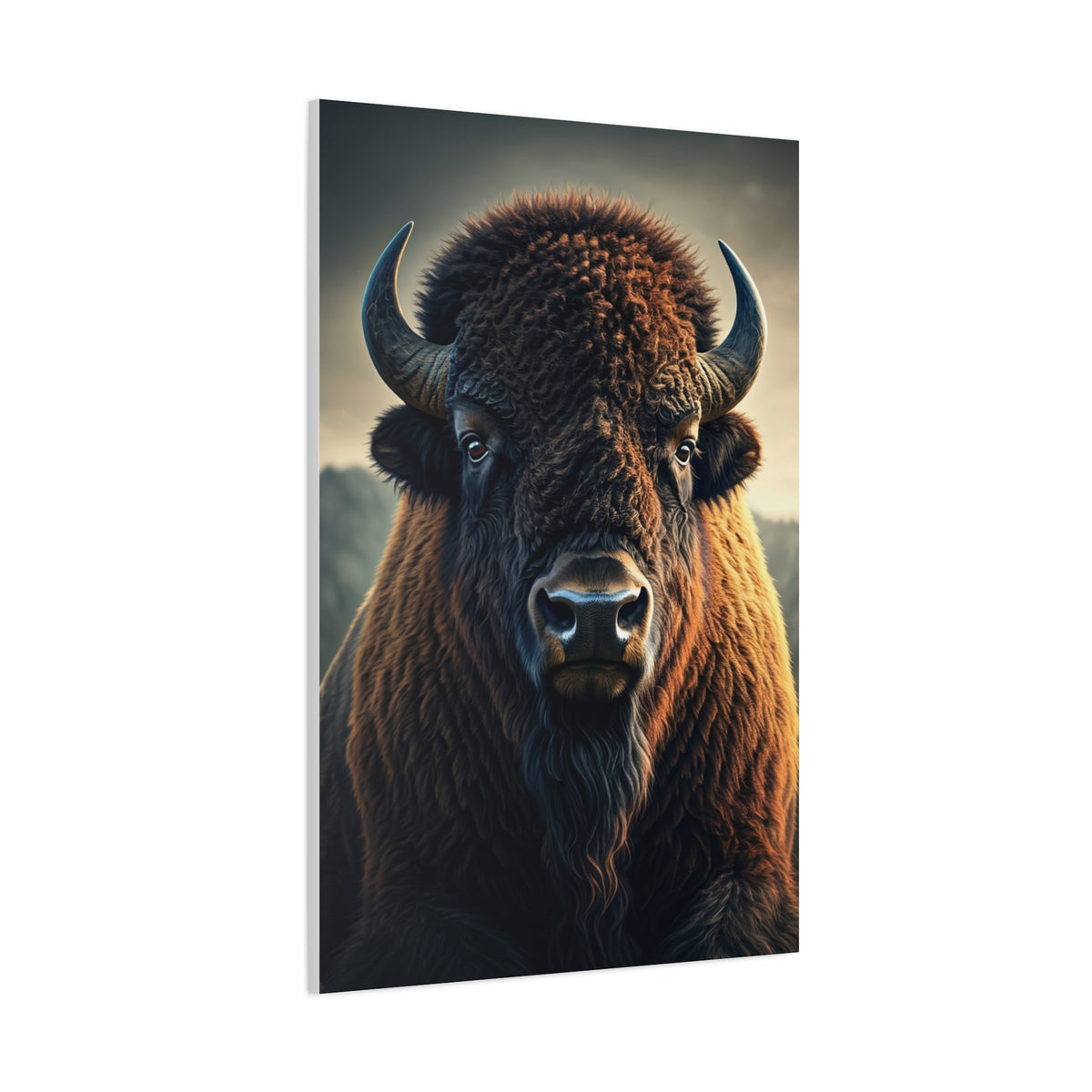 Warm-Toned Symmetrical Bison Portrait Wall Art & Canvas Print