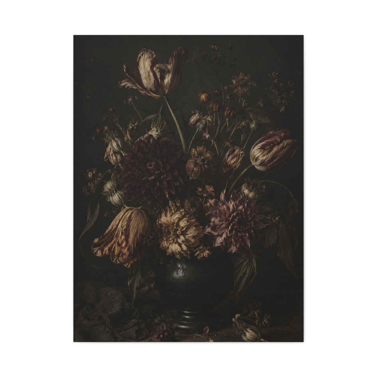 Dark Floral Old Master Still Life Wall Art & Canvas Print