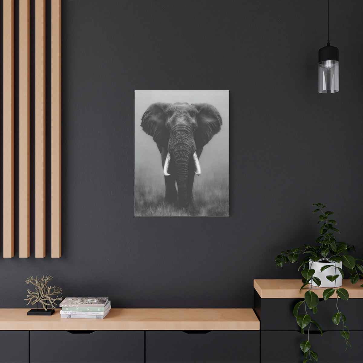 Black and White Elephant Portrait Wall Art & Canvas Prints